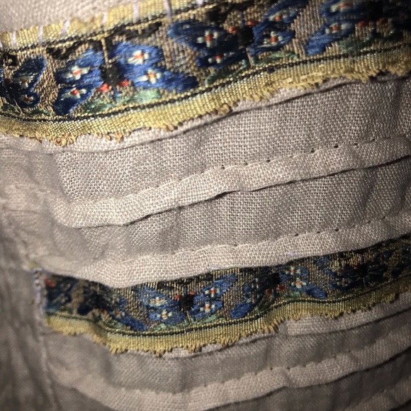 Fabulous embellished linen dress/antique Chinese embroidery trim, One of a kind - Picture 11 of 13